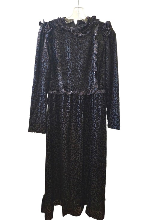 paper parachute Dresses & Skirts - Paper Parachute Black Burnout Velvet Leopard Print Ruffle Maxi Dress Women Small